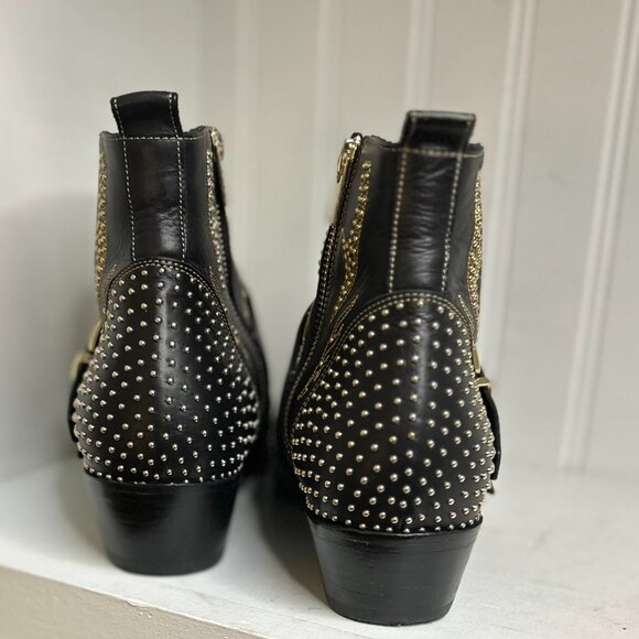 Anine Bing Leather Studded Accents Moto Boots Size 8 - Picture 3 of 8
